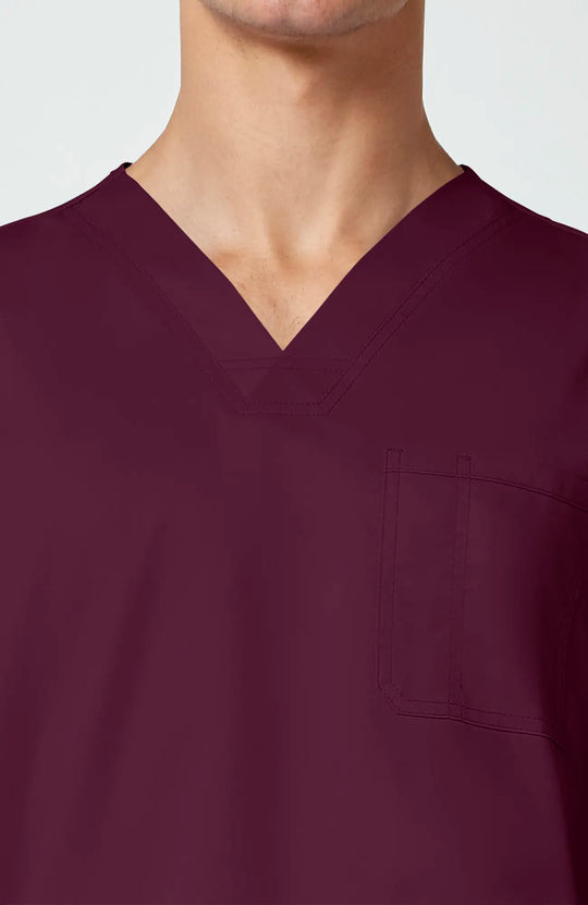 Cherokee Scrubs Men's 3-Pocket V-Neck Top Wine | scrub-supply.com