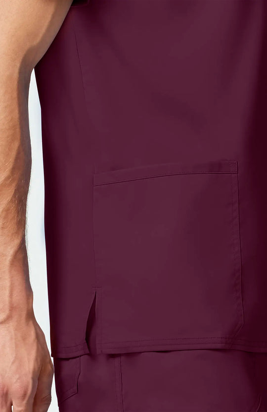Cherokee Scrubs Men's 3-Pocket V-Neck Top Wine | scrub-supply.com