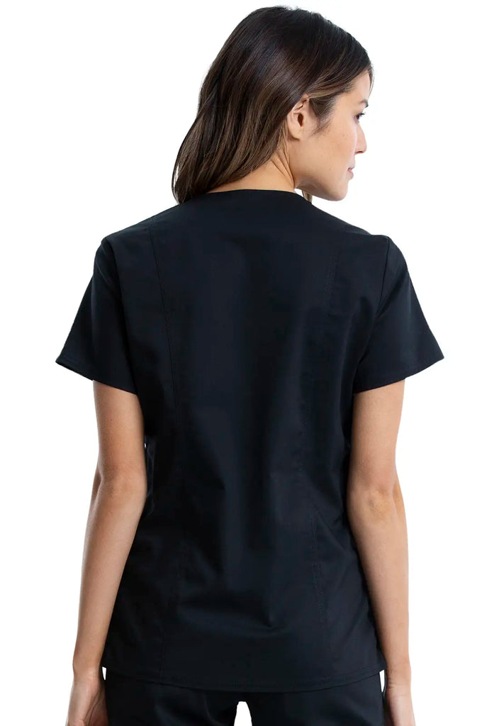 Cherokee Scrubs Maternity Mock Wrap Top Black | scrub-supply.com