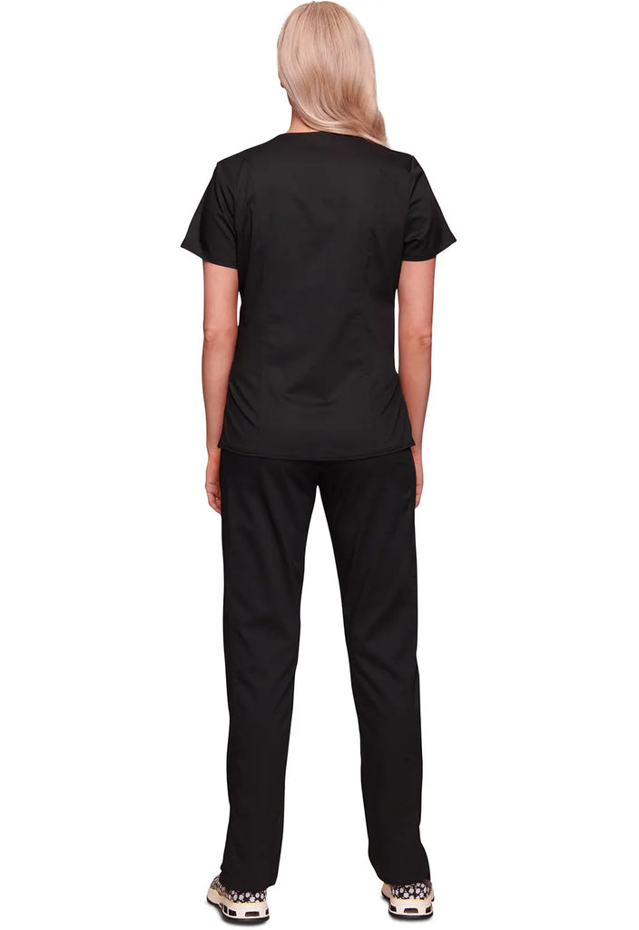 Cherokee Scrubs Maternity Mock Wrap Top Black | scrub-supply.com