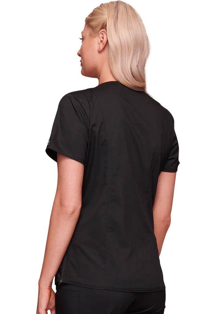 Cherokee Scrubs Maternity Mock Wrap Top Black | scrub-supply.com