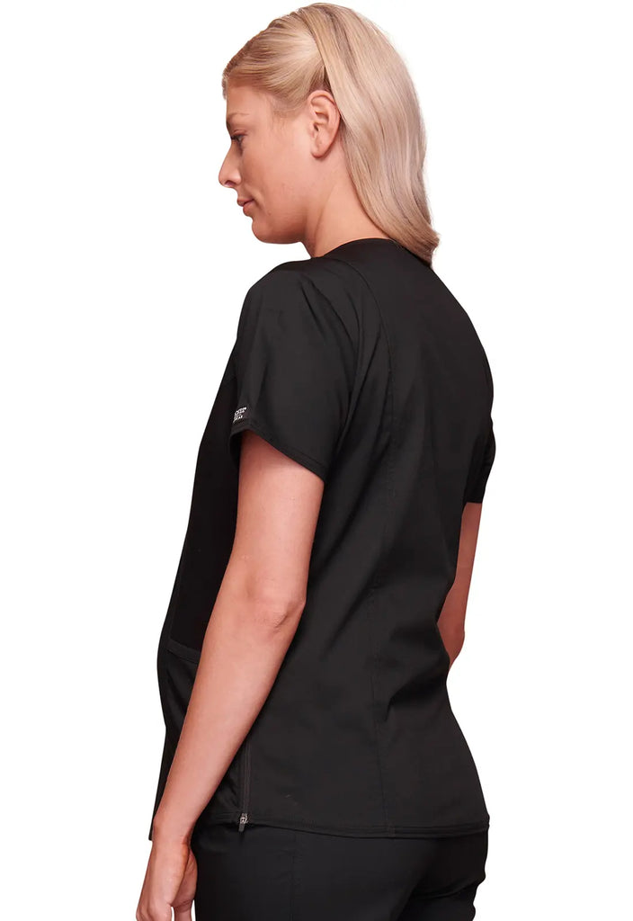 Cherokee Scrubs Maternity Mock Wrap Top Black | scrub-supply.com