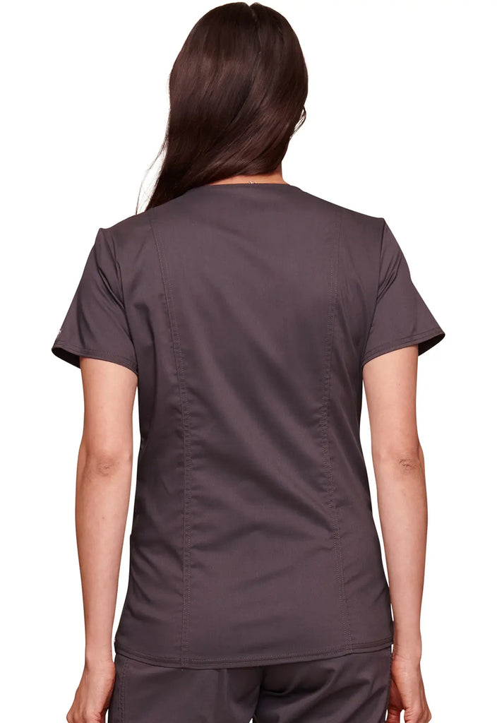 Cherokee Scrubs Maternity Mock Wrap Top Pewter | scrub-supply.com