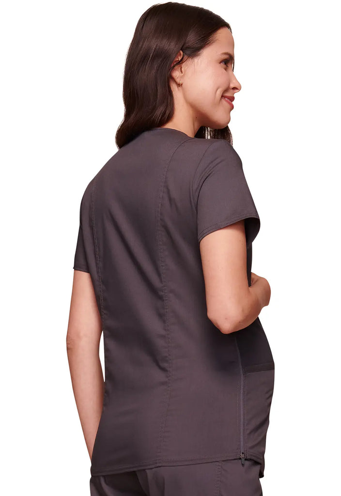 Cherokee Scrubs Maternity Mock Wrap Top Pewter | scrub-supply.com