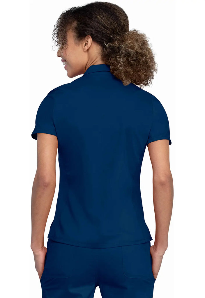 Cherokee Scrubs Women's Tuckable Snap Front Polo Shirt Navy | scrub-supply.com