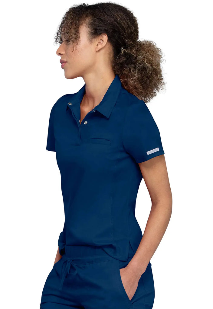 Cherokee Scrubs Women's Tuckable Snap Front Polo Shirt Navy | scrub-supply.com