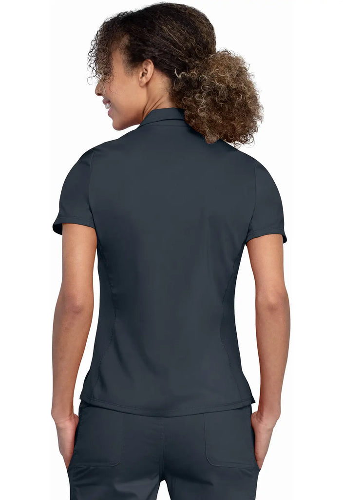 Cherokee Scrubs Women's Tuckable Snap Front Polo Shirt Pewter | scrub-supply.com