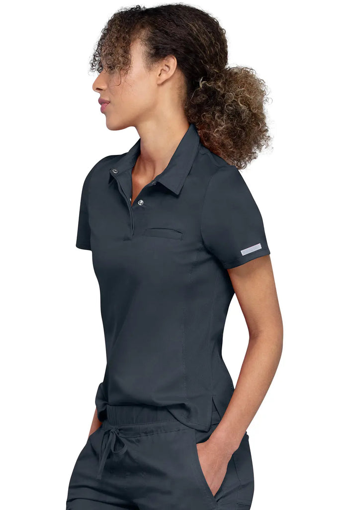 Cherokee Scrubs Women's Tuckable Snap Front Polo Shirt Pewter | scrub-supply.com