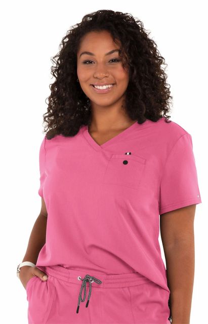 Koi Ready To Work Solid Scrub Top - Plussize Rose - 1010-54-5X by scrub-supply.com