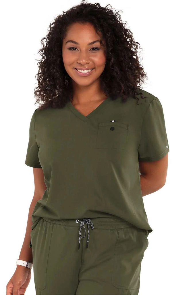 Koi Ready To Work Solid Scrub Top - Plussize Olive Green - 1010-57-5X by scrub-supply.com