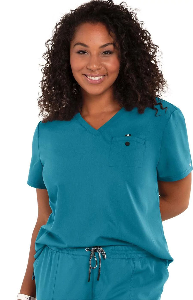 Koi Ready To Work Solid Scrub Top - Plussize Teal - 1010-121-5X by scrub-supply.com