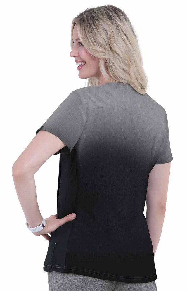 Koi Cali Top - Plussize Charcoal Heather Soft Pink Ombre -  by scrub-supply.com