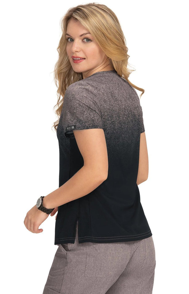 Koi Cali Top Charcoal Heather Soft Pink Ombre -  by scrub-supply.com