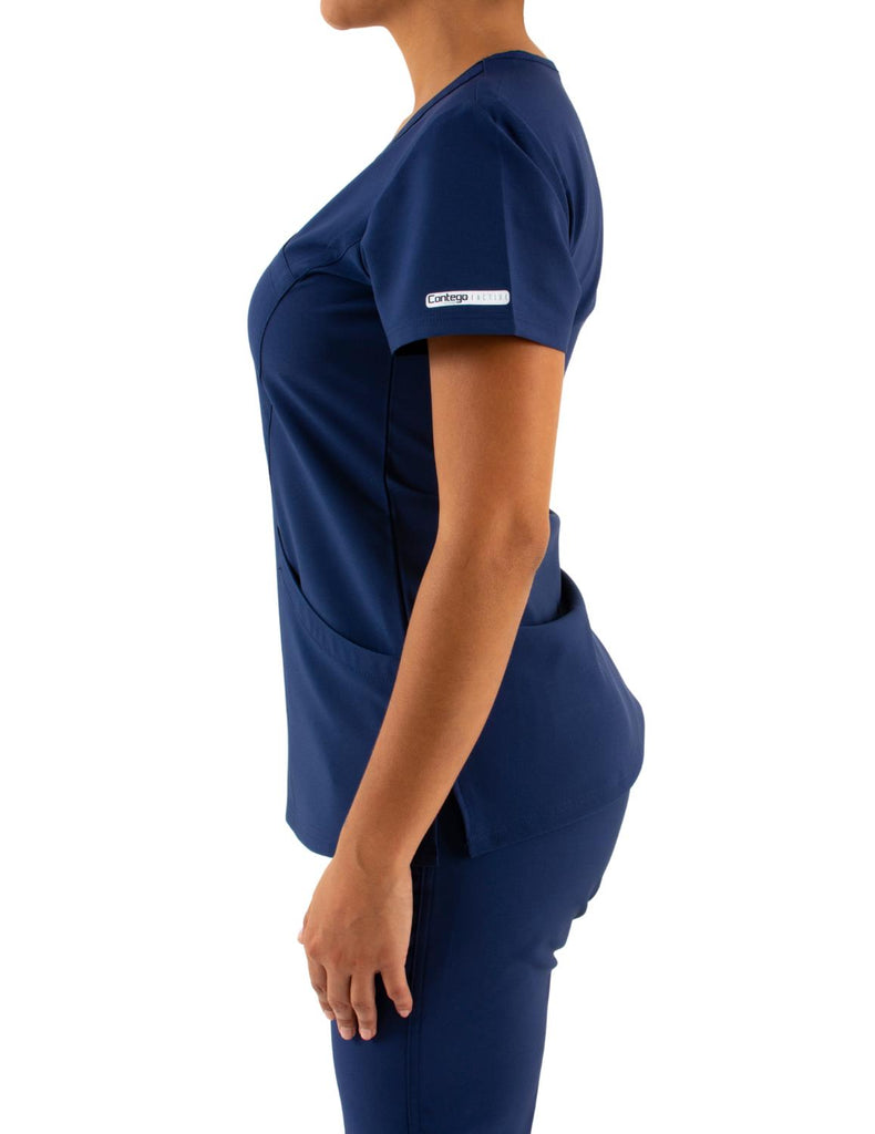 Life Threads Women's Active Mock Wrap Top Ceil Blue -  by scrub-supply.com
