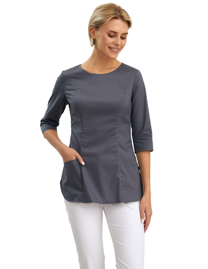 Treat in Style Classic Blouse Grey - LK1018-0400-2-50 by scrub-supply.com