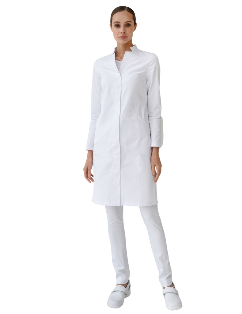 Treat in Style Women's Minimalistic Lab Coat White -  by scrub-supply.com