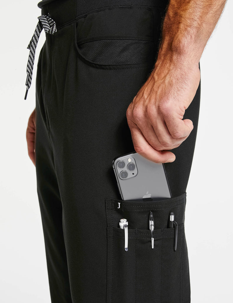 Jaanuu Men's Mesh-Pocket Jogger Pant - Short Black -  by scrub-supply.com