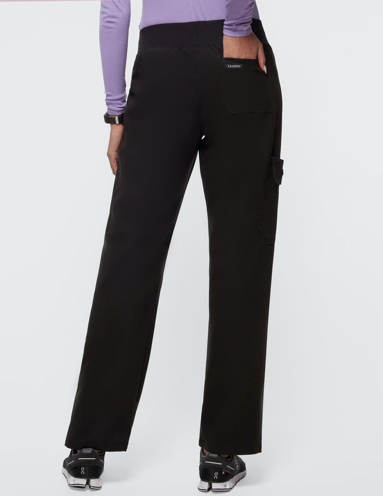 Jaanuu Women's 4-Pocket Relaxed Essential Pant - Petite Black -  by scrub-supply.com