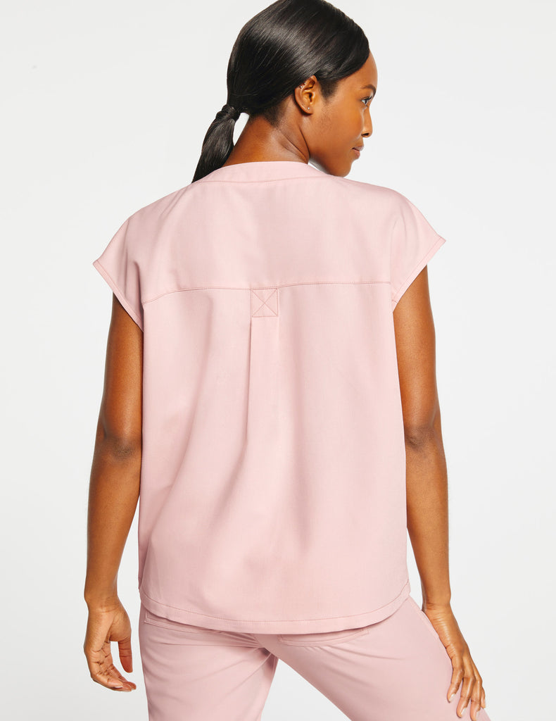 Jaanuu Women's 2-Pocket Cap-Sleeve Top Blushing Pink -  by scrub-supply.com