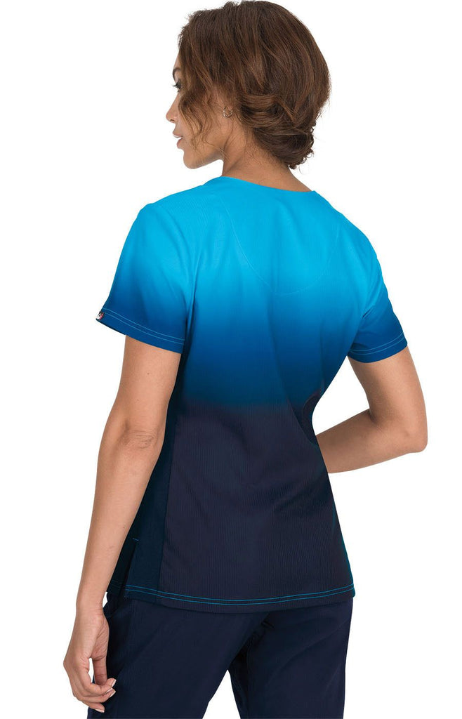 Koi Reform Placement Top True Ceil/Navy Ombre -  by scrub-supply.com