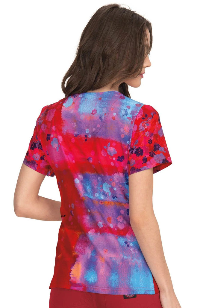 Koi Reform Placement Top Groovy Floral Navy/Elec Blue/Coral -  by scrub-supply.com