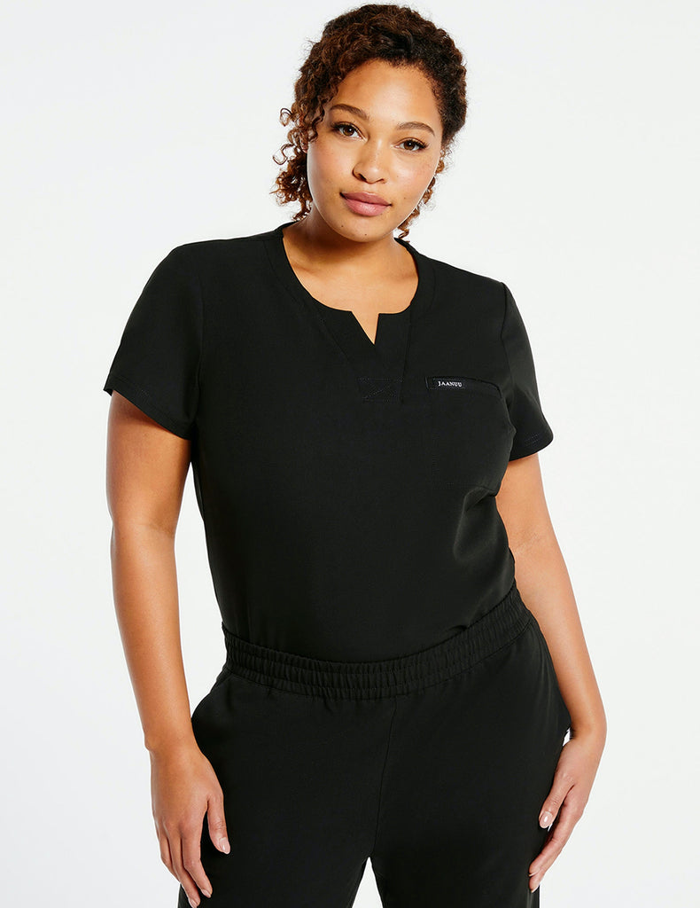 Jaanuu Women's 1-Pocket Tuck-In Top - Plussize Black - J96173C-BLKW-3X by scrub-supply.com