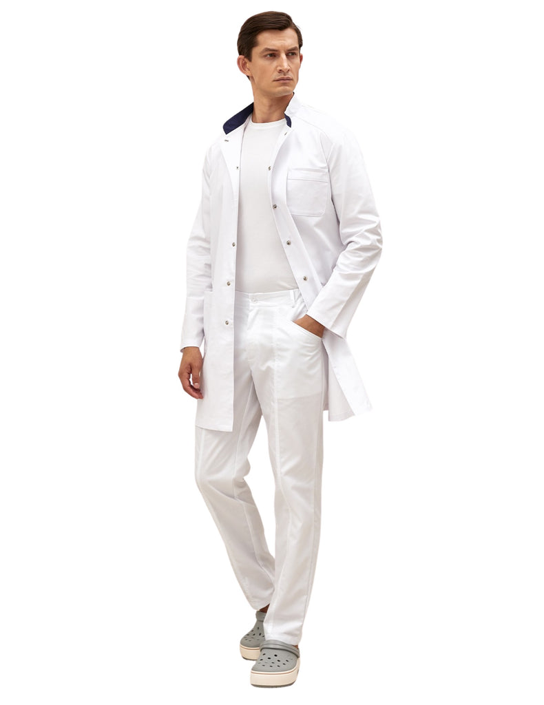 Treat in Style Men's Casual Lab Coat White -  by scrub-supply.com