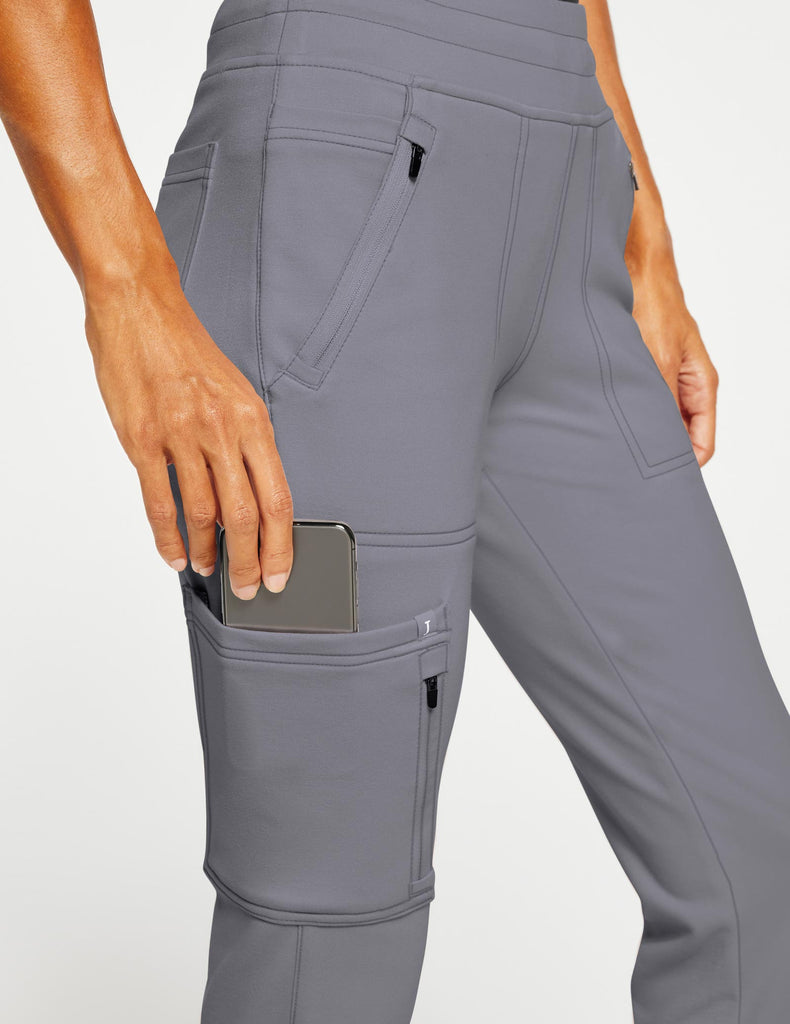 Jaanuu Women's 10-Pocket Jogger - Petite Gray -  by scrub-supply.com