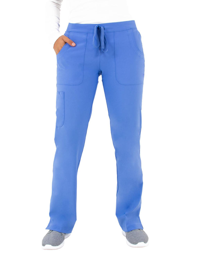 Life Threads Women's Active Straight Leg Cargo Pant - Petite Ceil Blue - 1528-CBL-XXXL-P by scrub-supply.com