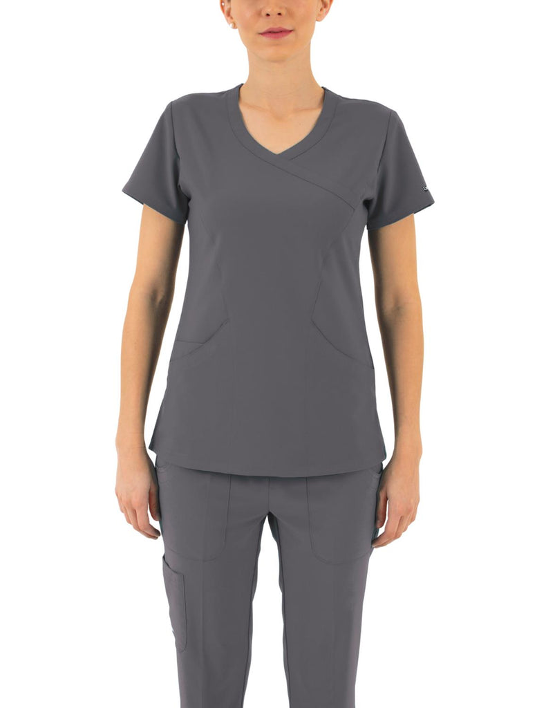 Life Threads Women's Active Mock Wrap Top Pewter - 1512-PEW-XXXL by scrub-supply.com