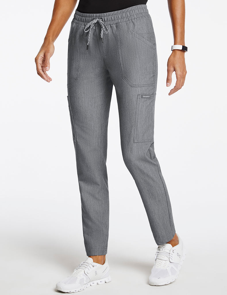 Jaanuu Women's 8-Pocket Slim Cargo Pant - Petite Heather Gray - J95102P-HRGW-XL by scrub-supply.com