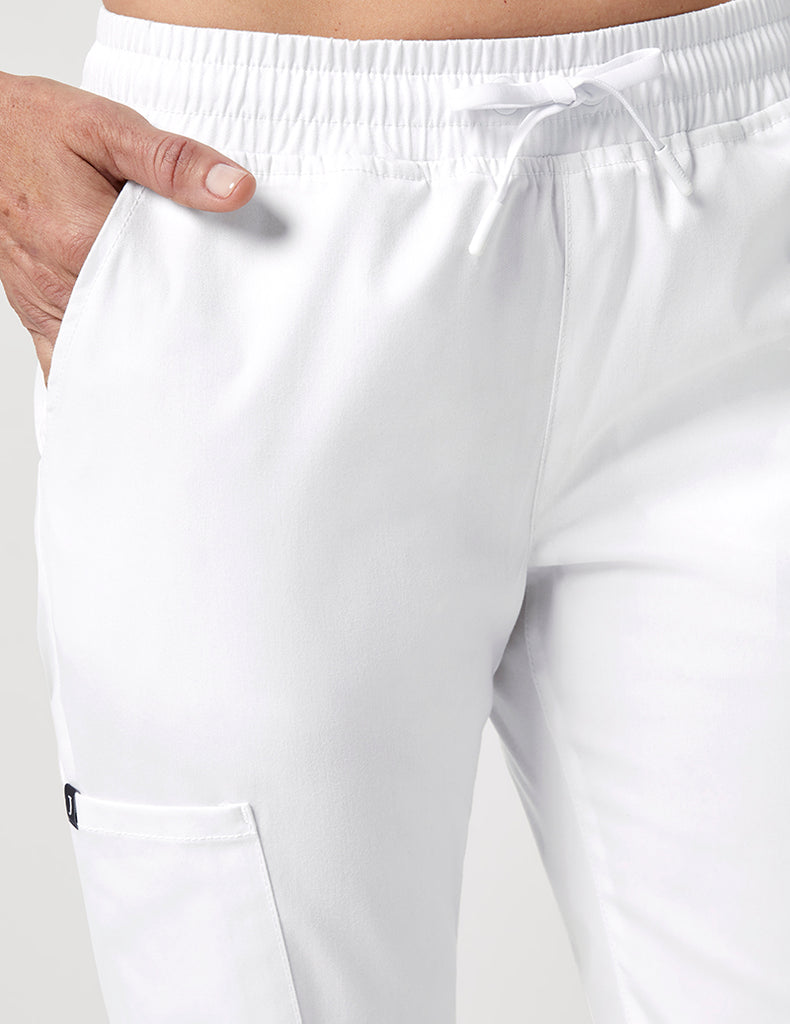Jaanuu Straight Leg 4 Pocket Pant White -  by scrub-supply.com