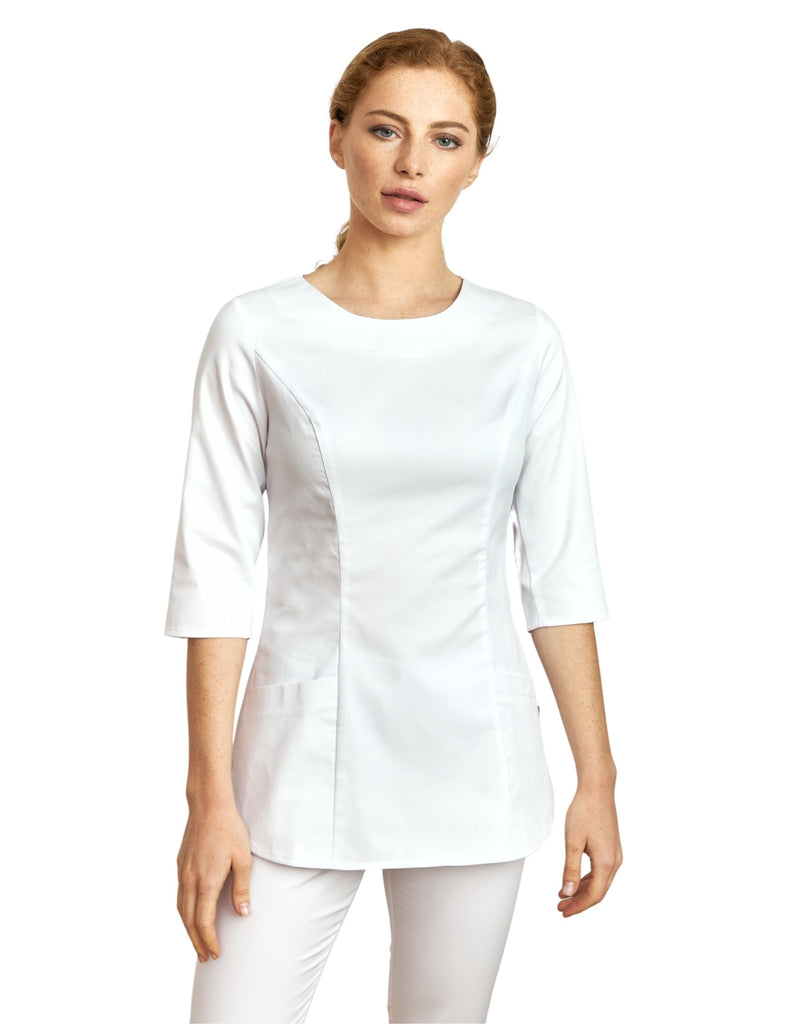 Treat in Style Classic Blouse White - LK1018-0100-2-50 by scrub-supply.com
