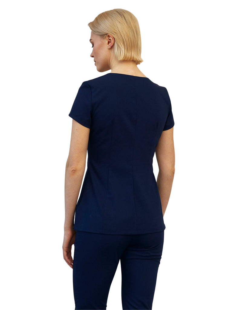 Treat in Style Women's Bow Neck Top Blue -  by scrub-supply.com