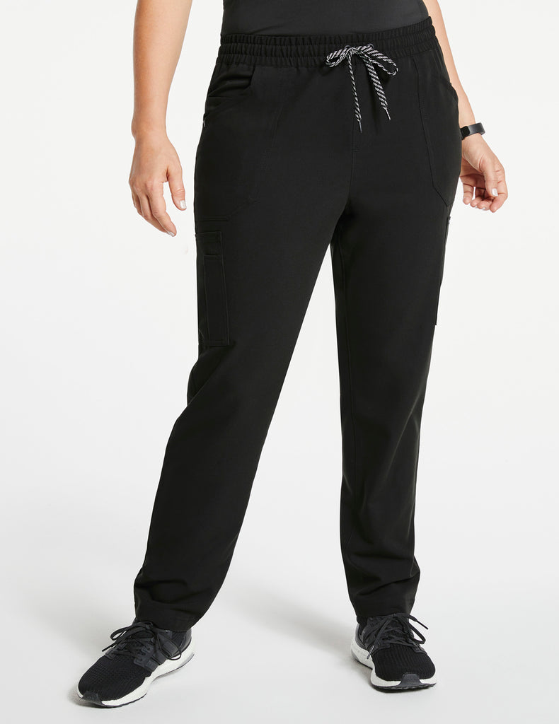Jaanuu Women's 8-Pocket Slim Cargo Pant Black -  by scrub-supply.com