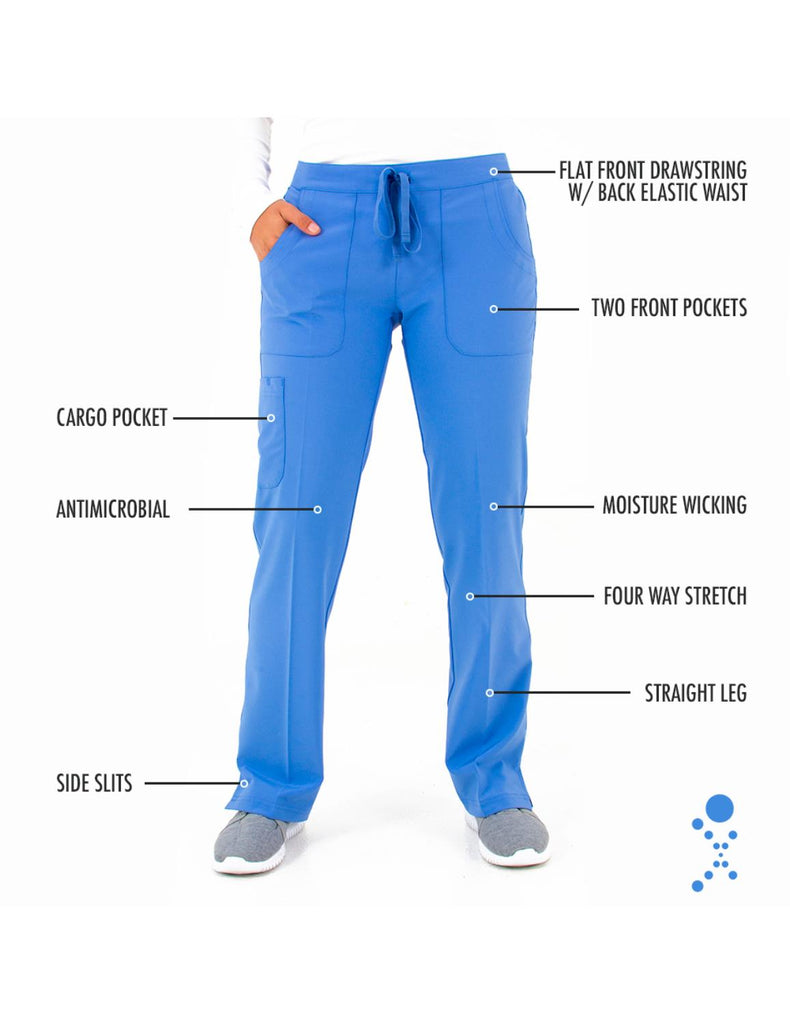 Life Threads Women's Active Straight Leg Cargo Pant - Petite Ceil Blue -  by scrub-supply.com