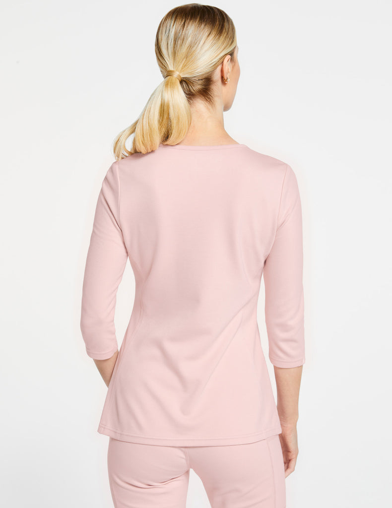 Jaanuu Women's 3/4 Sleeve V-Neck Top Blushing Pink -  by scrub-supply.com