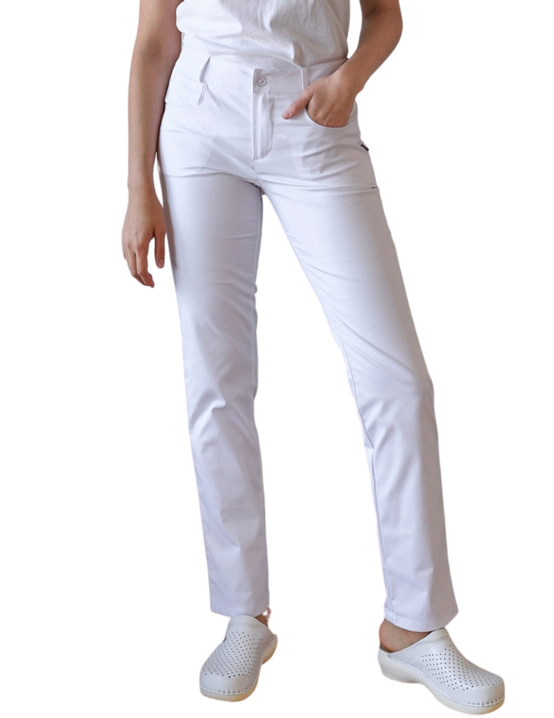 Treat in Style Classic Medical Trousers White - LK3038-0100-0-50 by scrub-supply.com