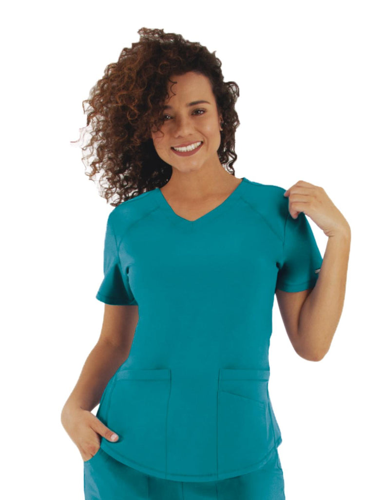 Life Threads Women's Active V-Neck Top Teal - 1510-TEL-XL by scrub-supply.com