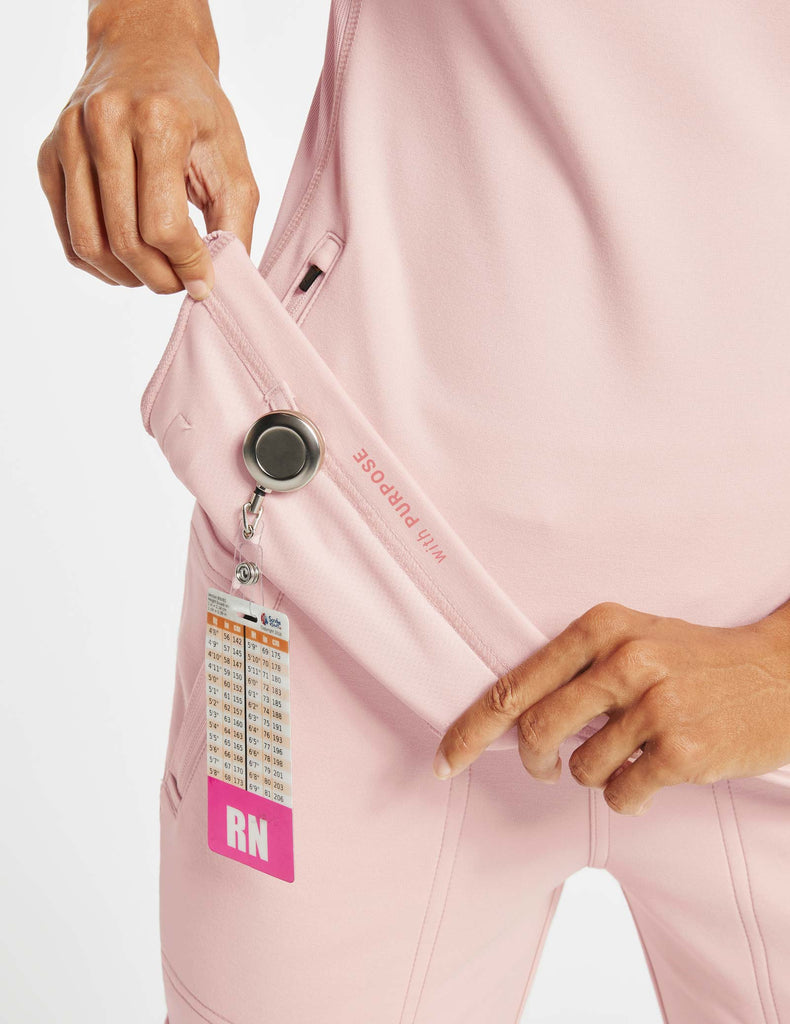 Jaanuu Women's 2-Pocket Side-Rib Top Blushing Pink -  by scrub-supply.com