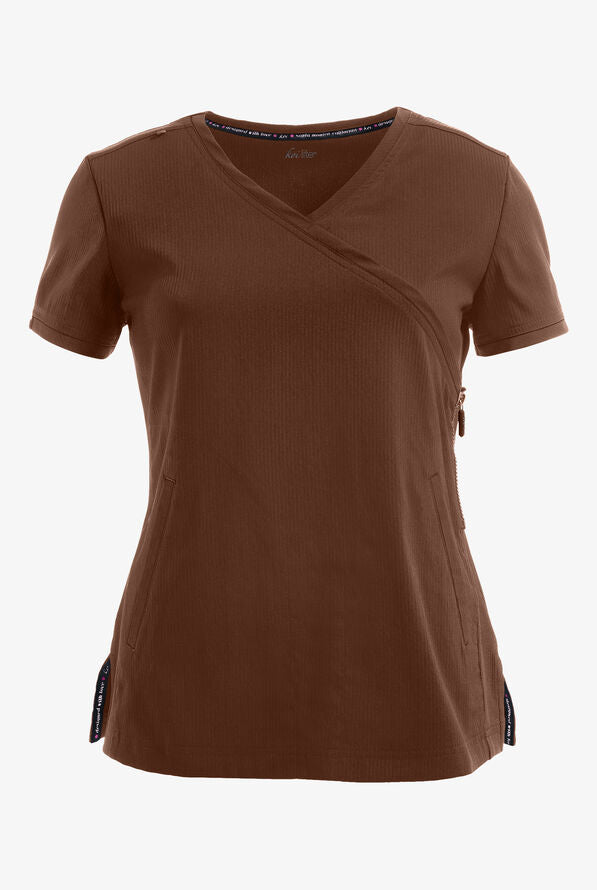 Koi Philosophy Top - Plussize Brown Taupe -  by scrub-supply.com