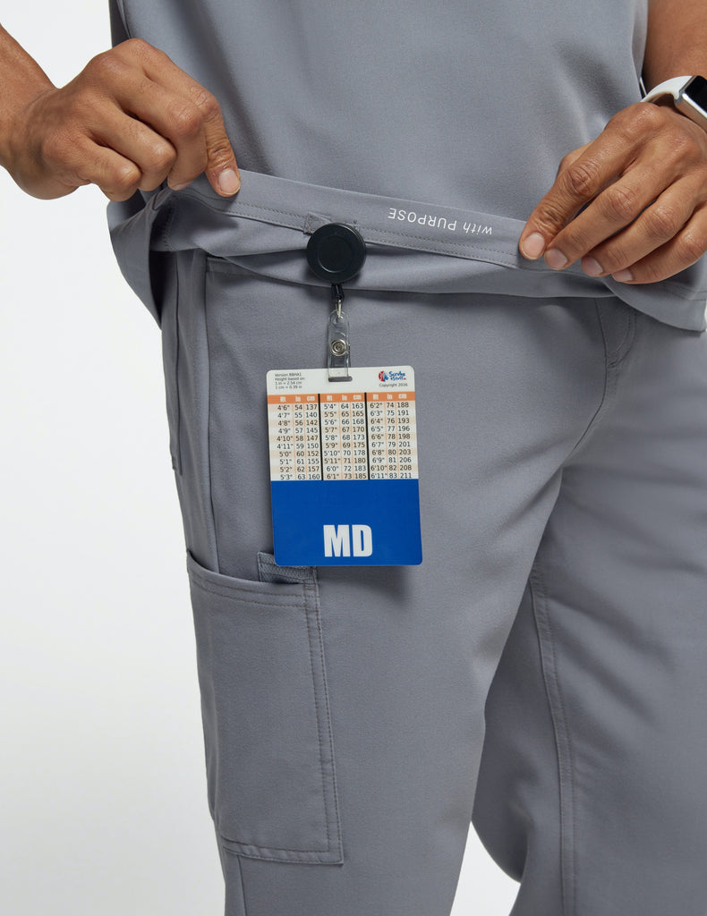 Jaanuu Men's 2-Pocket Tuck-In Top Gray -  by scrub-supply.com