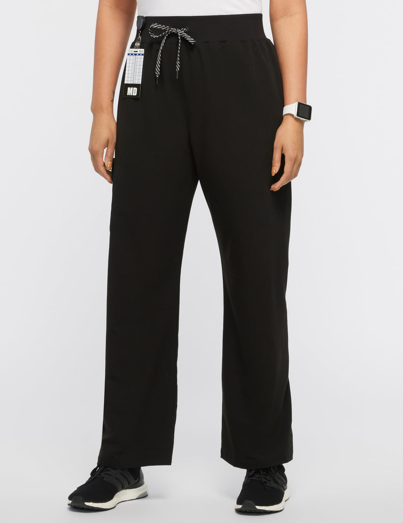 Jaanuu Women's 4-Pocket Relaxed Essential Pant - Petite Black -  by scrub-supply.com